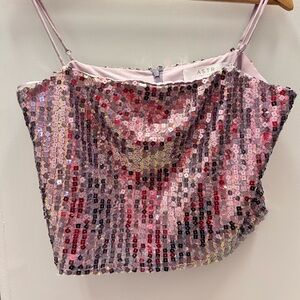 ASTR the label pink sequined tank top